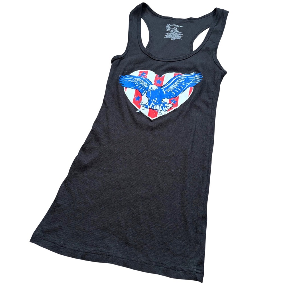 Sleaze Grunge Y2K Lana DelRay No Boundaries Black Eagle Heart Tank Top Racerback